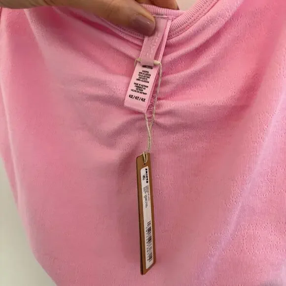NWT SKIMS Bubble Gum Pink‎ Pointelle Logo Onesie